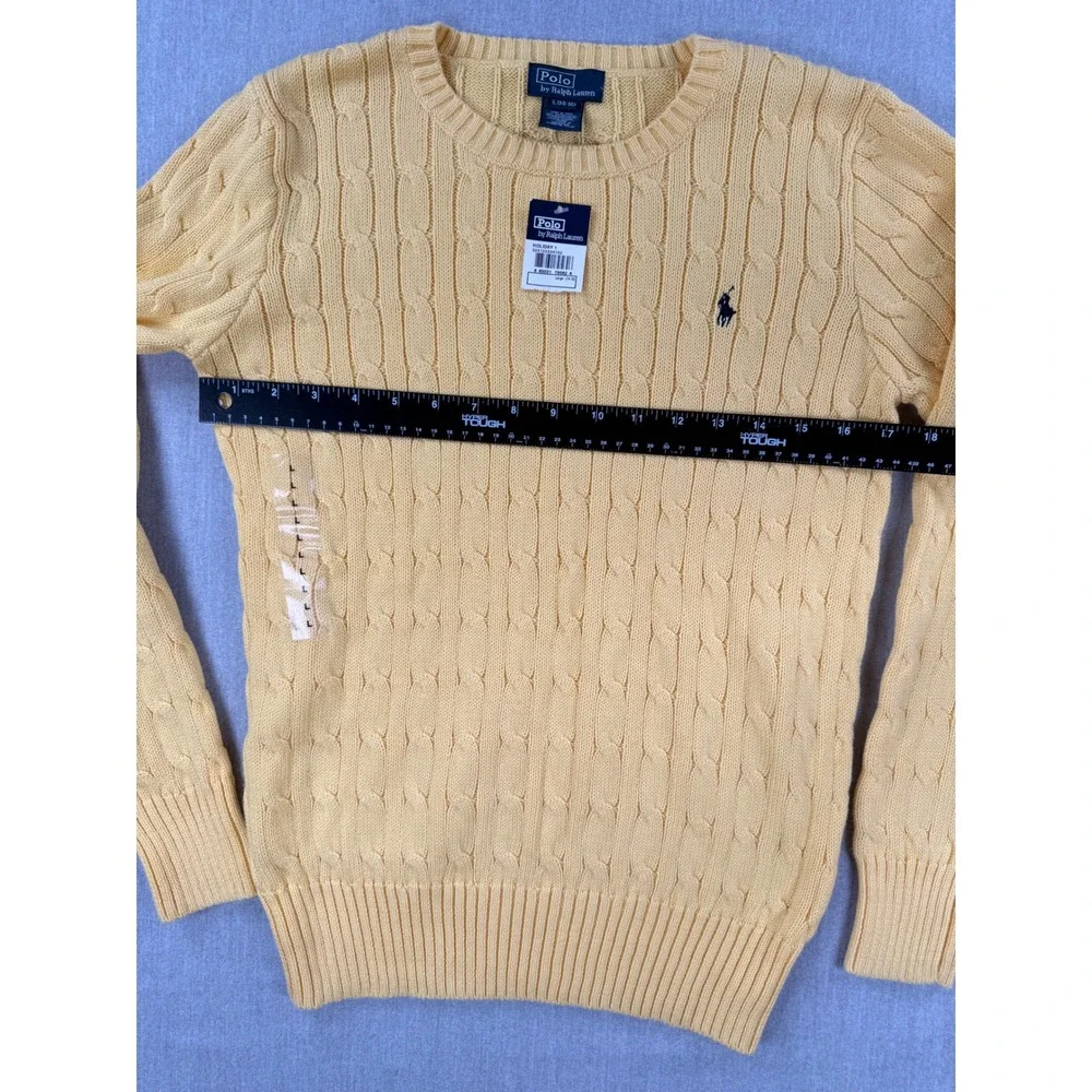 Polo Ralph Lauren Kids Yellow Cable Knit Cotton Sweater Boys Large 14-16 NWT